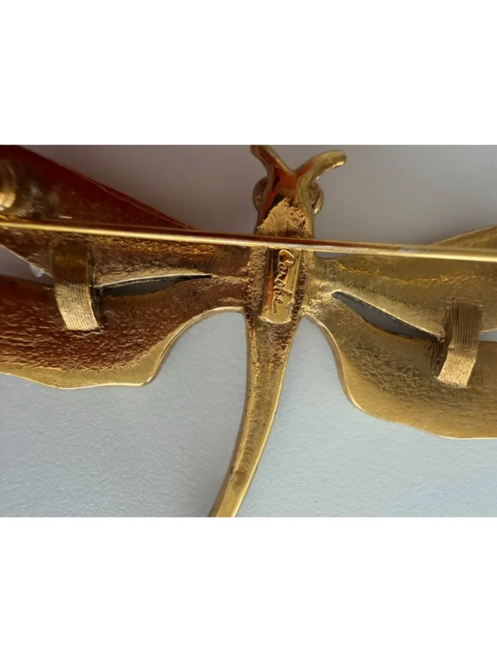 CAROLEE Gold Tone Rhinestone Dragonfly Brooch Pin